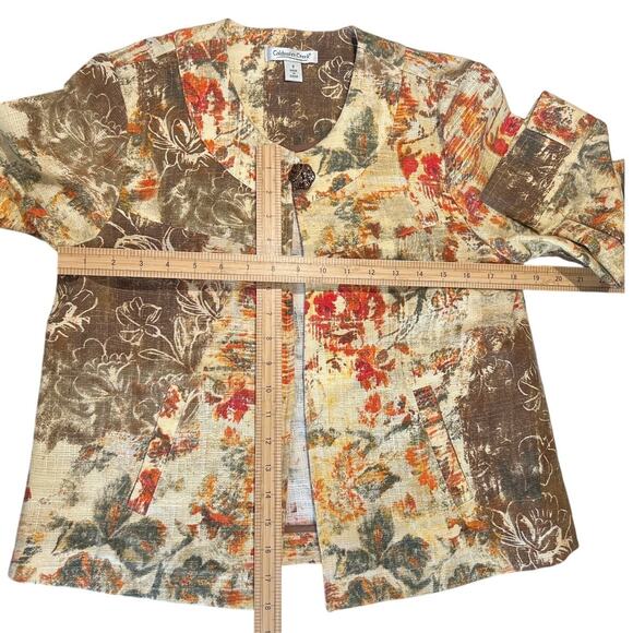 Coldwater Creek Woven Botanical Print 3/4 Sleeve Swing Jacket Women's Size S - Picture 6 of 7